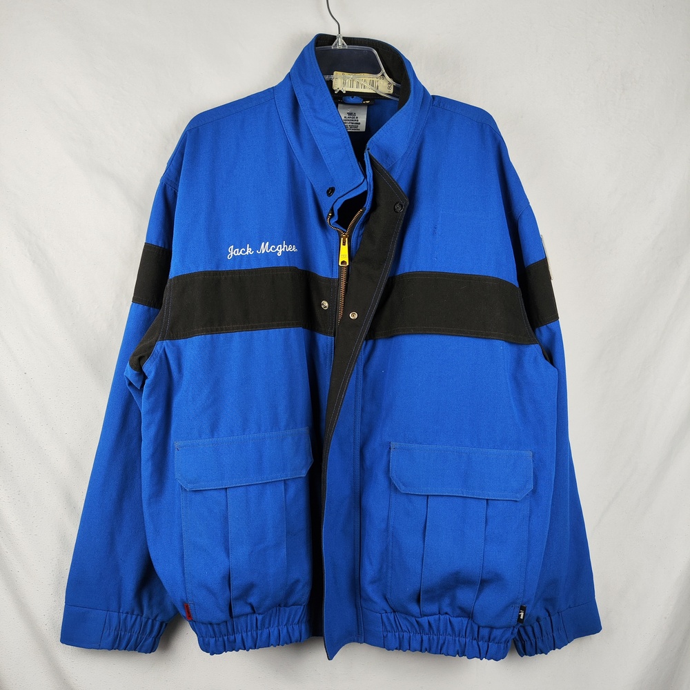 Workrite Jacket Mens XL Blue FR Nomex Aramid Bomber Full Zip USA Flag Workwear